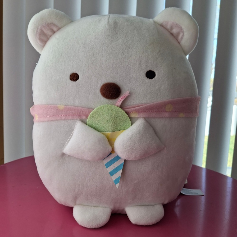 San-X Sumikko Gurashi‎ Shirokuma Ice Cream 12 Inch White Polar Bear Plush NWT